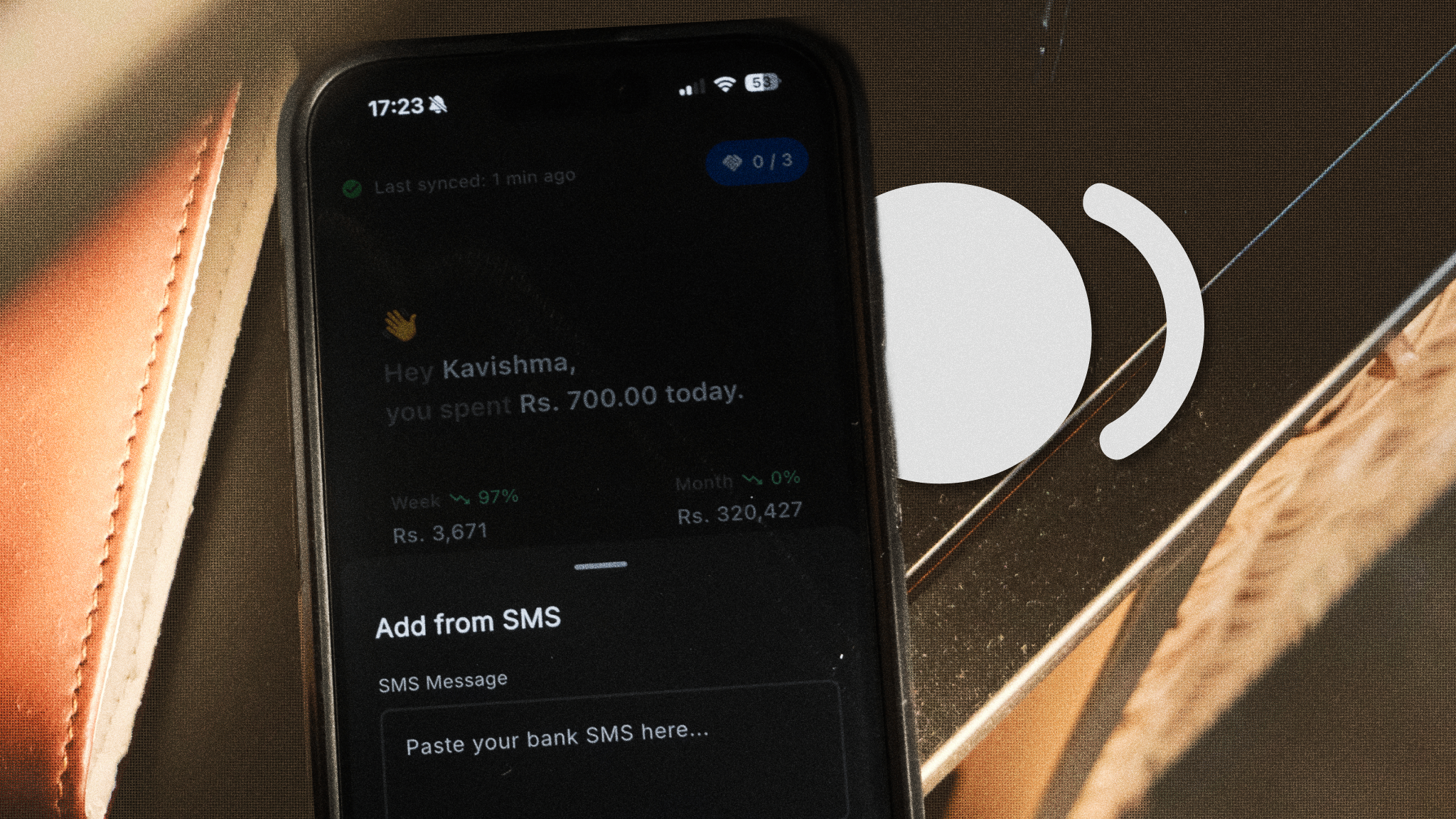 Expense tracking dashboard on mobile phone